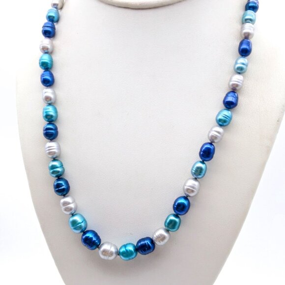 Honora Blue Moon Graduated Necklace, Elegant Pearl Strand in Shades of Blue NWT - Picture 4 of 4